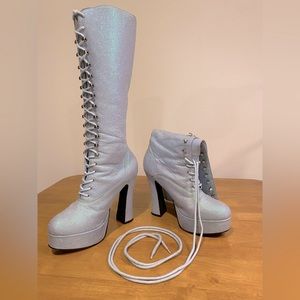 Vintage 90s glitter platform knee-high boots from brand Classified